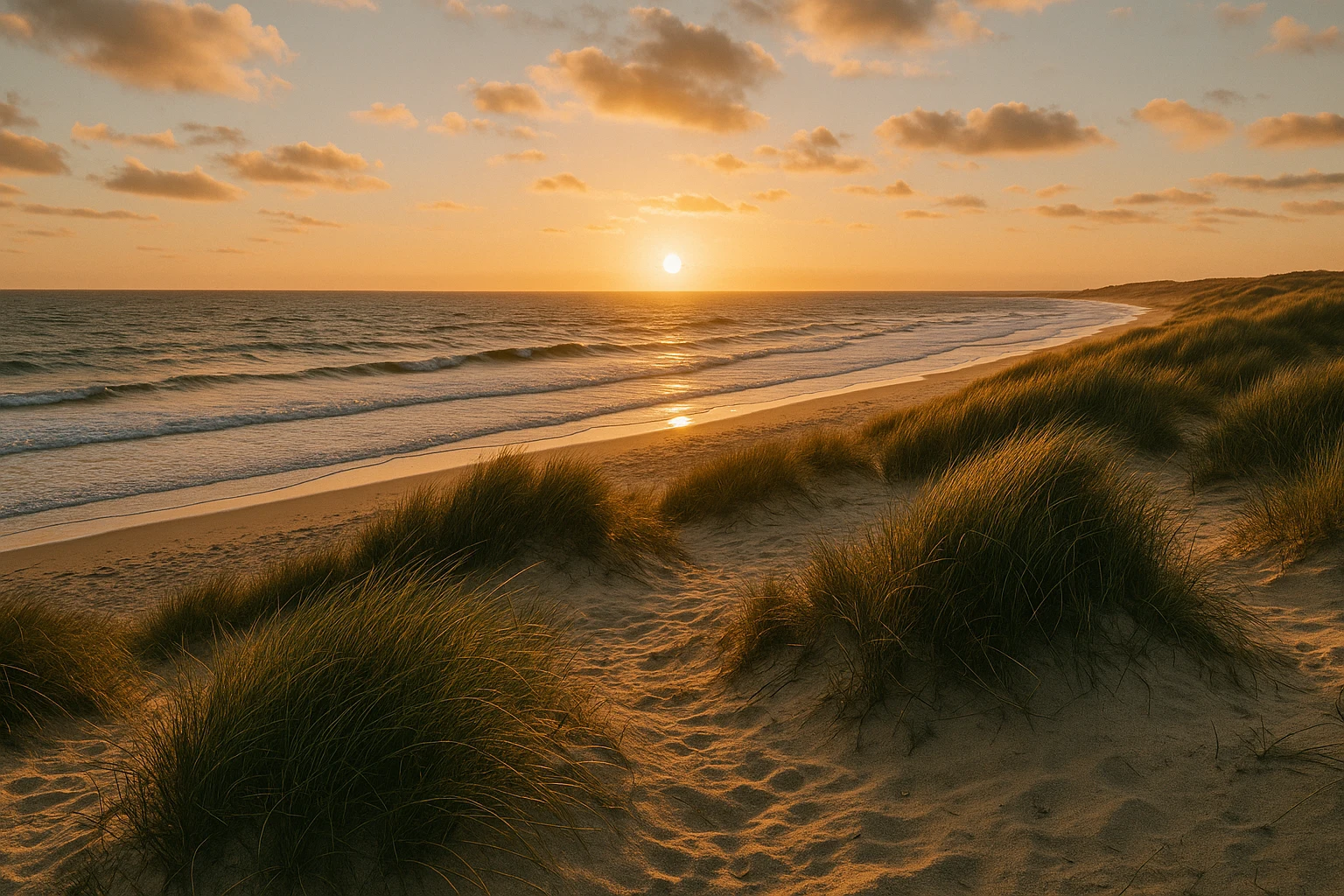 smuk solnedgang ved havet